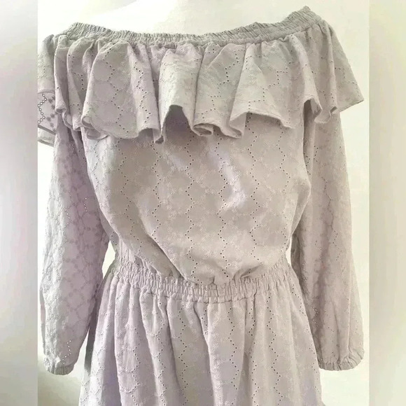 MICHAEL Michael Kors Womens Lavender Off The Shoulder Eyelet Dress Size L - Picture 5 of 7
